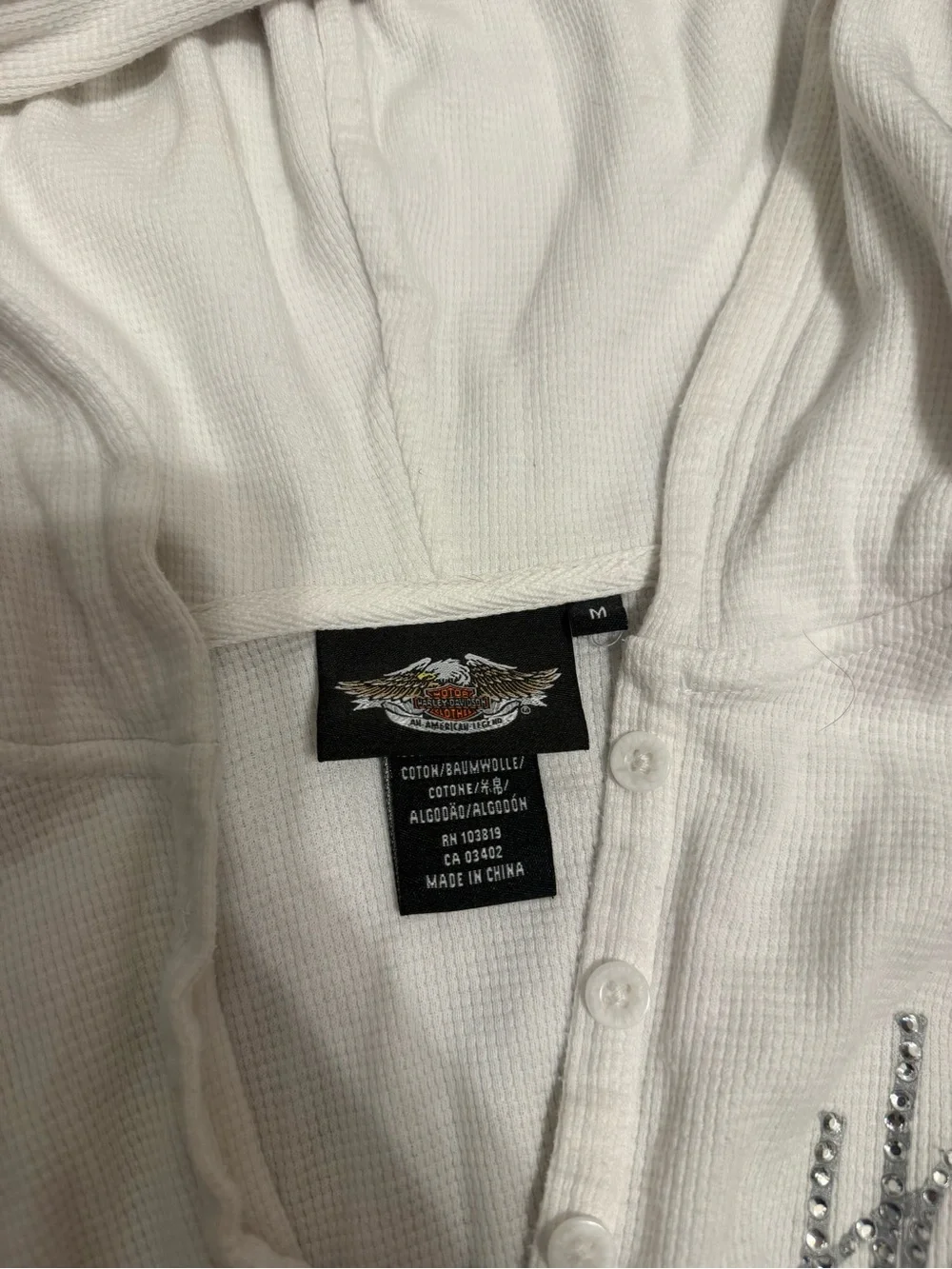 Vintage y2k Harley-Davidson Women's Henley Rhinestone top - Picture 5 of 5